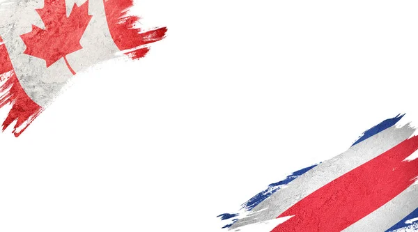 Vlaggen van Canada en Costa Rica op witte achtergrond — Stockfoto
